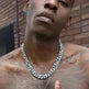 Blue Stitching Hardened Cuban Link Chain Necklace - EX-STOCK CANADA