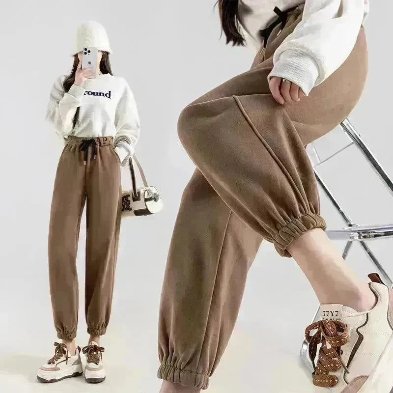 Fleece-lined Casual Harem Drawstring sweat Pants For Women - EX-STOCK CANADA