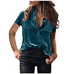 European And American Spring And Summer Pocket Short Sleeve Suede Shirt For Women - EX-STOCK CANADA