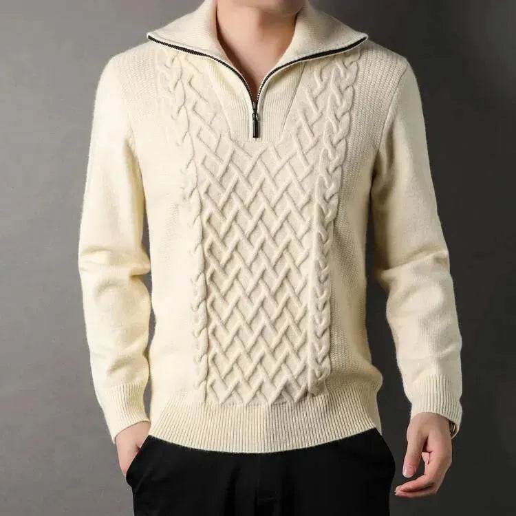 Men's Winter Fashion Half Zip Slim fit Knitted Woolen Pullover Sweater - EX-STOCK Canada