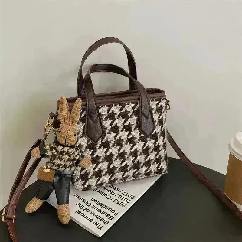 Fashion Houndstooth Shoulder Bags Portable Checkerboard Handbags All-match Messenger Crossbody Bag Women - EX-STOCK CANADA