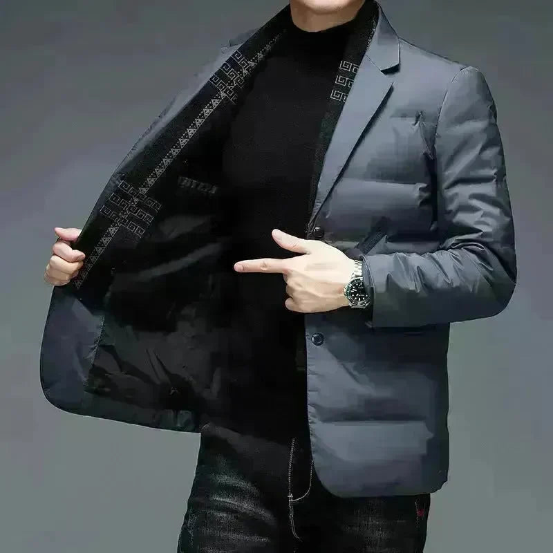 Winter Men's Suit Detachable Scarf Collar Casual Down Jacket - EX-STOCK CANADA