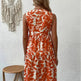 Bohemian Dresses Summer Beach Fashion Loose V-neck Pleated Print Sleeveless Dress For Women - EX-STOCK CANADA