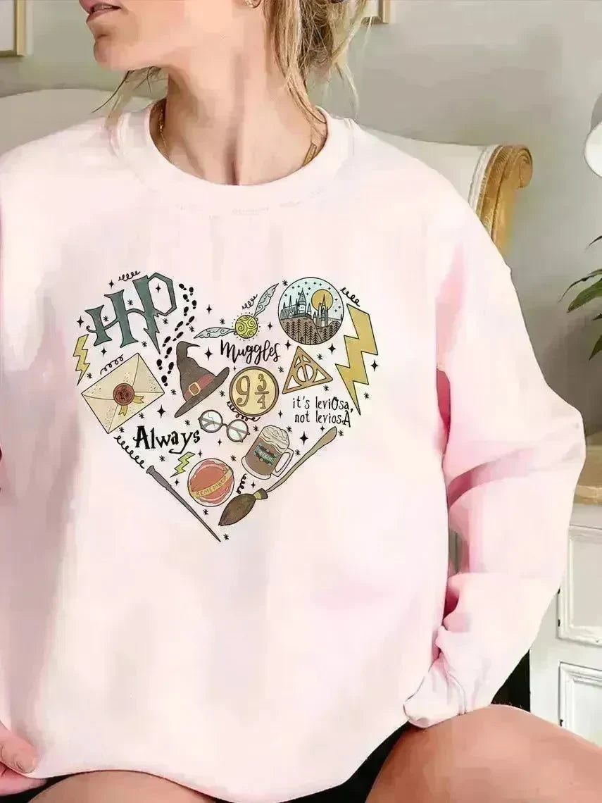 Digital Printing Sweater Hipster Round Neck Pullover Long Sleeve Sweater Women - EX-STOCK CANADA