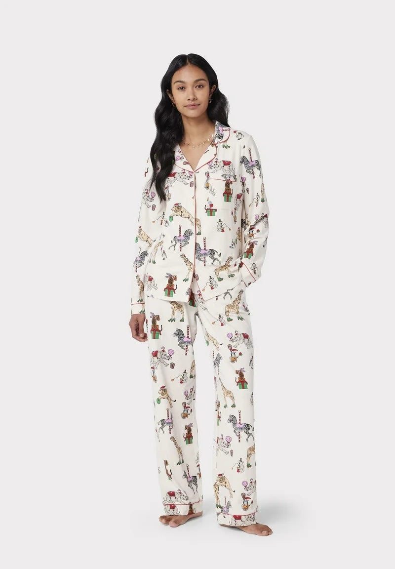 Christmas Printed Long-sleeved Trousers Autumn Ladies Home Leisure Suit EX-STOCK Canada 