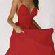 Charming V-neck Suspender Dress Summer Fashion A-Line Long Dresses For Women Sleeveless Skater Dress for Wedding cocktail evening  dinner party events - EX-STOCK CANADA