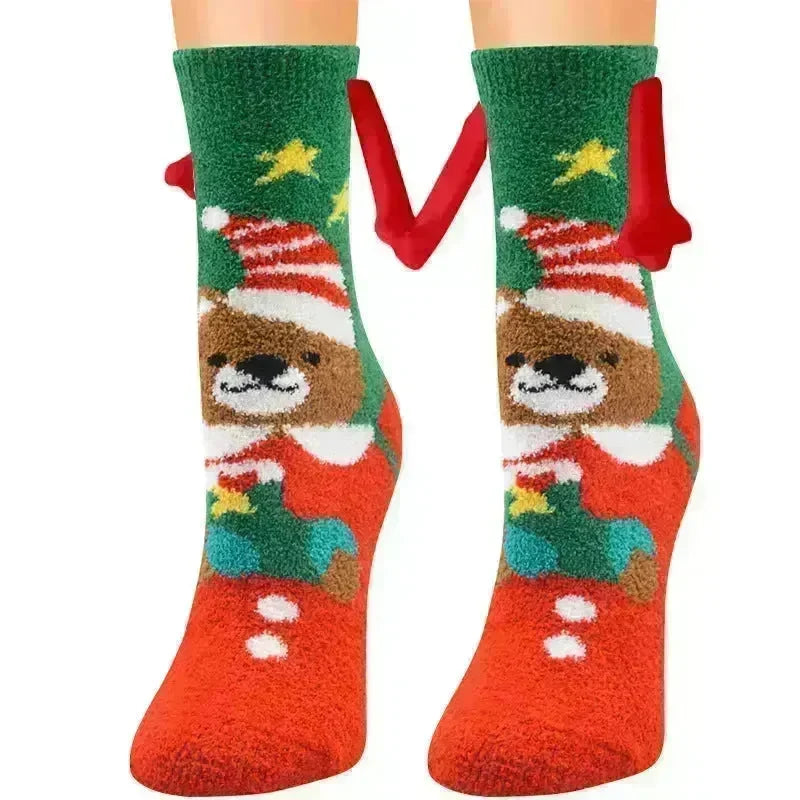 Soft Carton Christmas-themed Fleece Winter Home socks for Women - EX-STOCK CANADA
