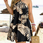 Printed Dress Summer Off-Shoulder Hanging Neck Sleeveless Sexy Dresses Women - EX-STOCK Canada
