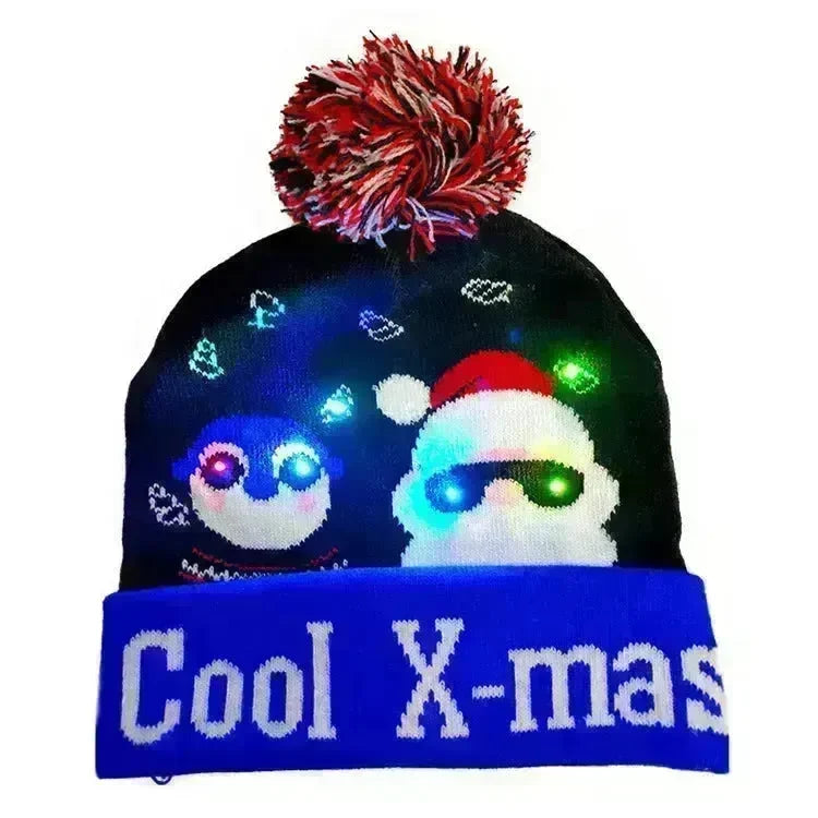 LED Christmas Hat Sweater Knitted Beanie Christmas Light Up Knitted Hat Christmas Gift  Kids Xmas New Year Decorations - EX-STOCK CANADA