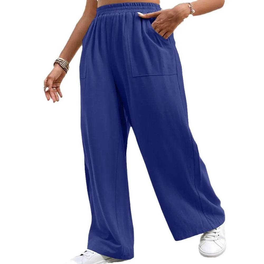Women Middle-waisted Straight-leg Pants Loose Sports Pocket Casual Trousers - EX-STOCK Canada