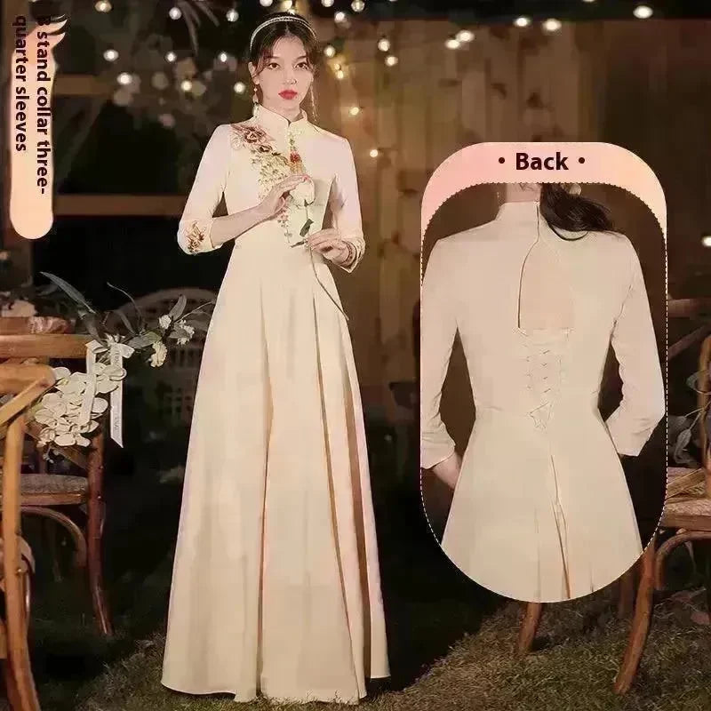 Champagne Wedding Bridesmaid Long Summer Dress - EX-STOCK CANADA