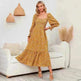 Chiffon European And American Square Collar Horn Printing Comfortable Floral Skirt - EX-STOCK CANADA