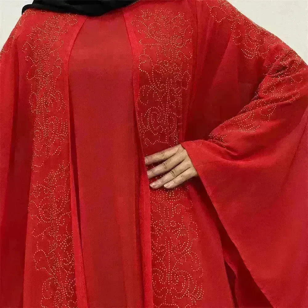 Chiffon Hot Drill Bat Sleeve Arab Robe - EX-STOCK CANADA