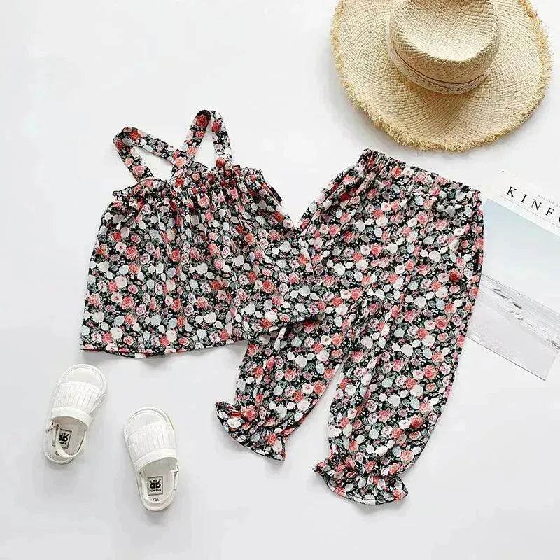Chiffon vest trousers children's clothing summer new Baby Girl Cloth set - EX-STOCK Canada