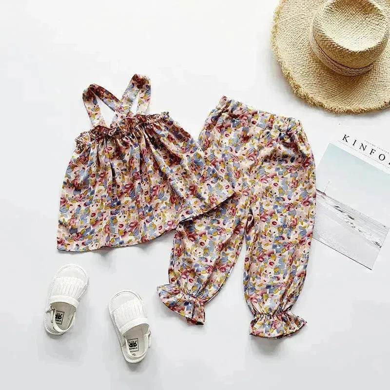 Chiffon vest trousers children's clothing summer new Baby Girl Cloth set - EX-STOCK Canada