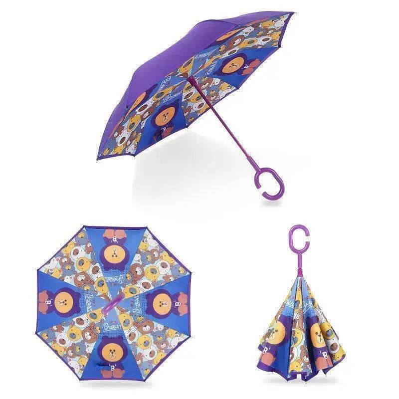 Children's Colorful Handle Reverse Umbrella Set Baby Cartoon Umbrella - EX-STOCK Canada