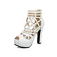 Classy Back Zipper Hollow Super High Thick Heel Fish Mouth Sandal Shoe - EX-STOCK Canada