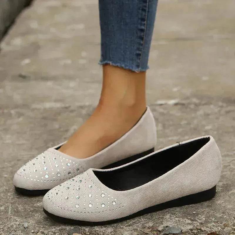 Classy Fashion Flats Shoes With Rhinestones Casual Round Toe Loafers Cozy Shoes For Women - EX-STOCK Canada