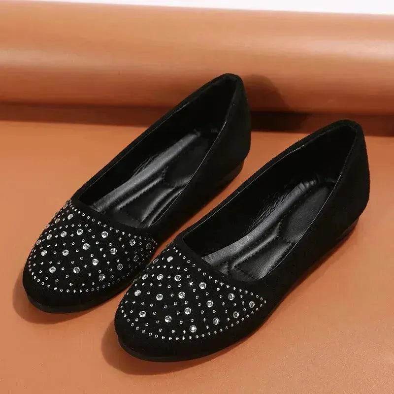 Classy Fashion Flats Shoes With Rhinestones Casual Round Toe Loafers Cozy Shoes For Women - EX-STOCK Canada