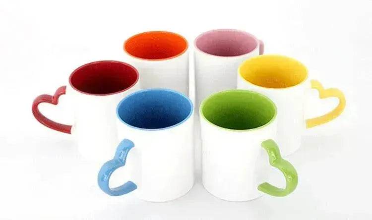 Coated Mug Heart Shaped Handle Inner Color Cup Ceramic Cup Customized - EX-STOCK Canada