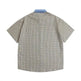 Color Contrast Patchwork Lapel Plaid Casual Short-sleeved Shirt - EX-STOCK Canada