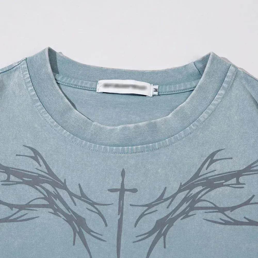 Color-contrasting Pattern Printed Short Sleeved T-shirt - EX-STOCK Canada