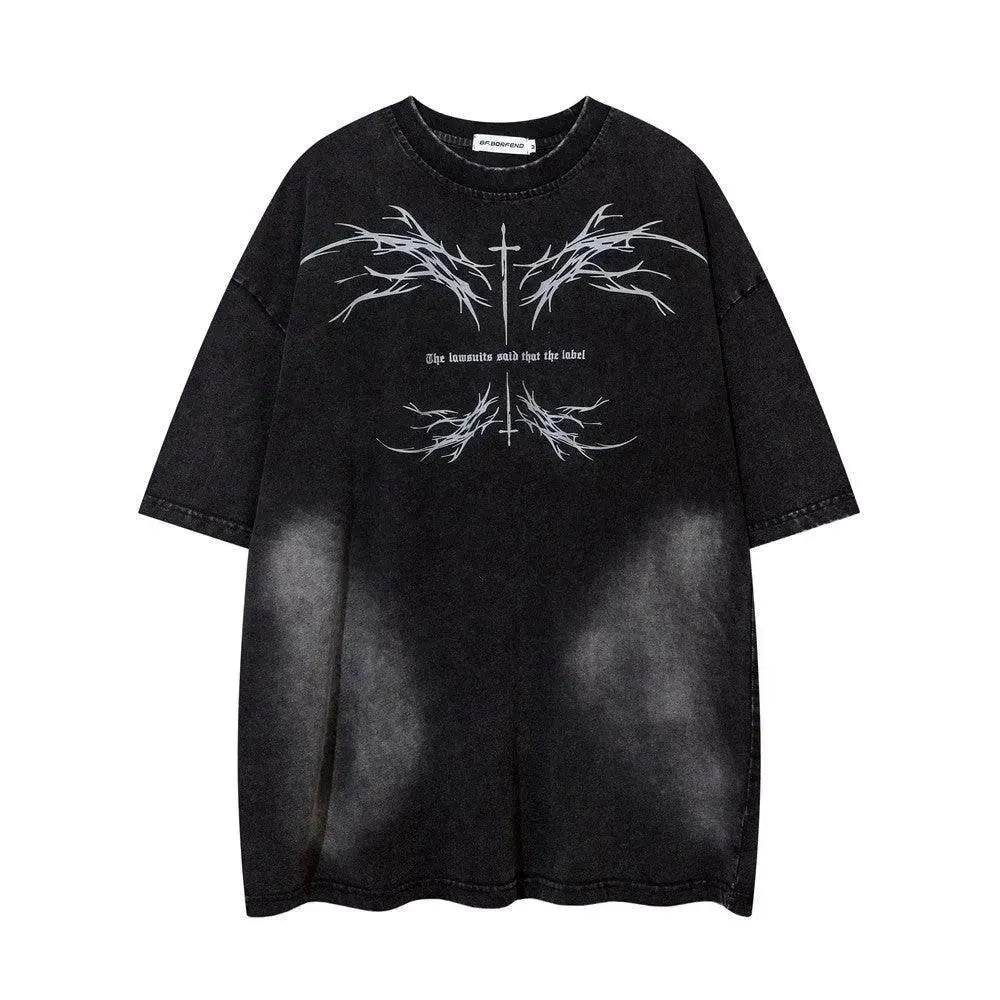 Color-contrasting Pattern Printed Short Sleeved T-shirt - EX-STOCK Canada