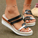 Colorblock-strap Wedges Sandals Summer Fashion Hemp Heel Slides Slippers Outdoor Thick Bottom Fish Mouth Shoes For Women - EX-STOCK Canada