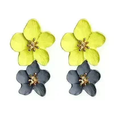 Colorful Double flower Stud earrings for Women - EX-STOCK CANADA