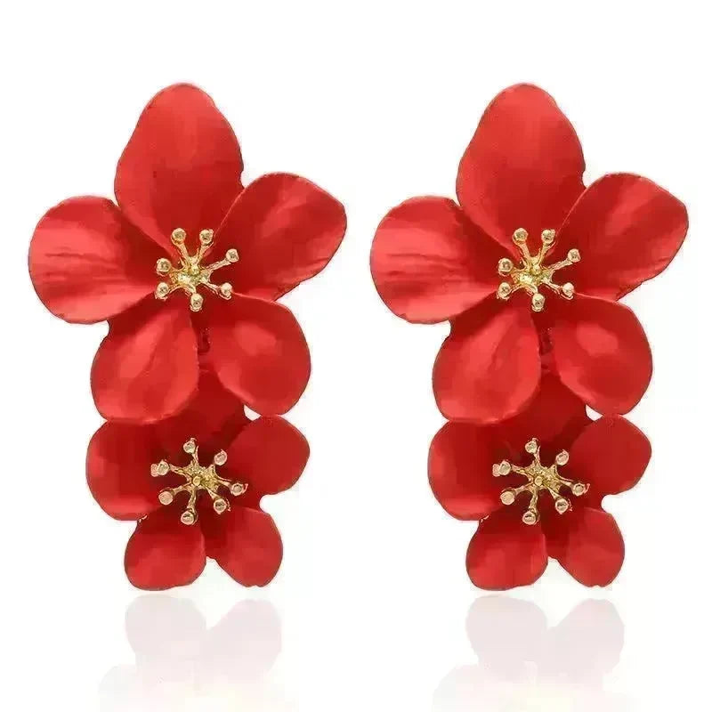Colorful Double flower Stud earrings for Women - EX-STOCK CANADA