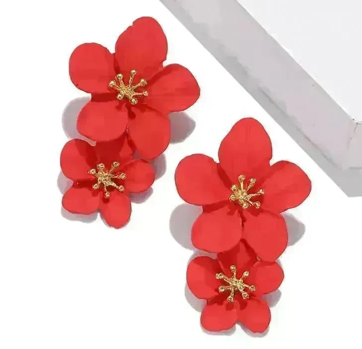 Colorful Double flower Stud earrings for Women - EX-STOCK CANADA