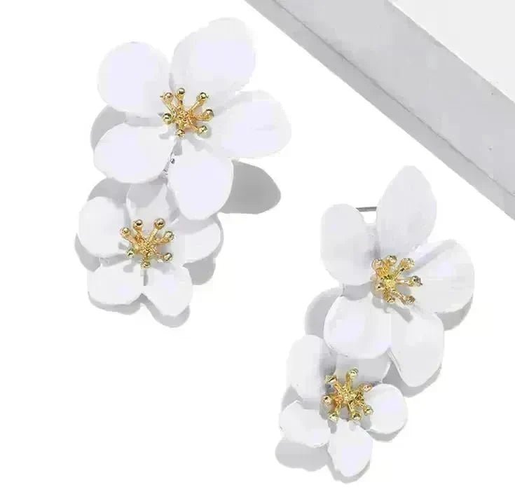 Colorful Double flower Stud earrings for Women - EX-STOCK CANADA
