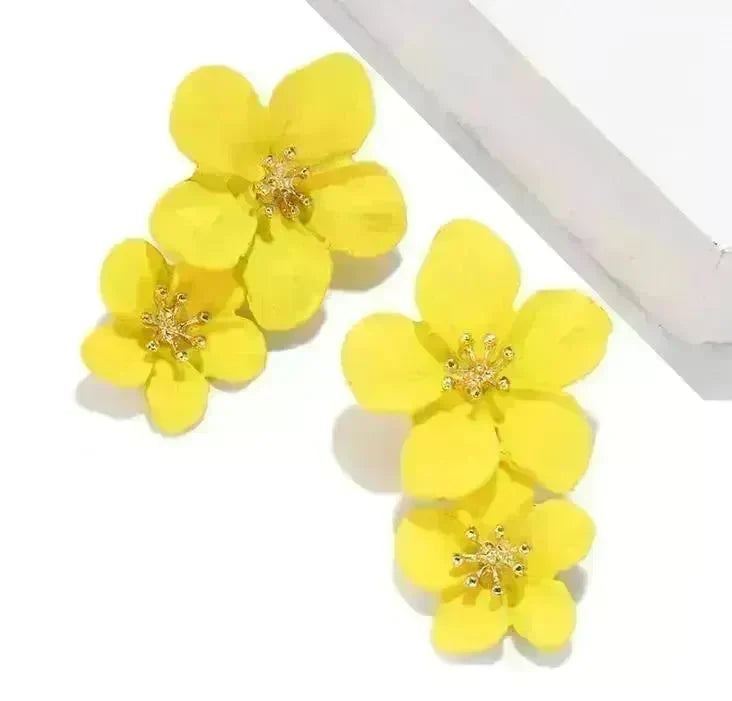 Colorful Double flower Stud earrings for Women - EX-STOCK CANADA