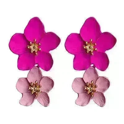 Colorful Double flower Stud earrings for Women - EX-STOCK CANADA