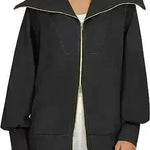 Comfortable Large Collar Double Zipper Sweater - EX-STOCK CANADA
