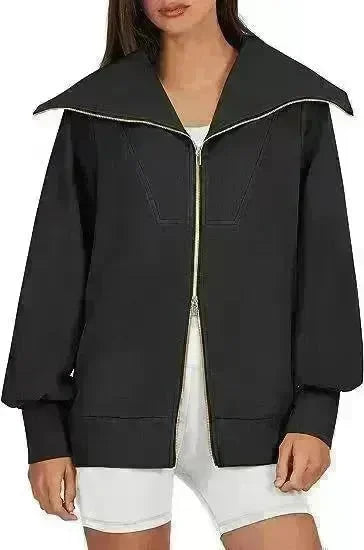Comfortable Large Collar Double Zipper Sweater - EX-STOCK CANADA