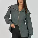 Comfortable Large Collar Double Zipper Sweater - EX-STOCK CANADA