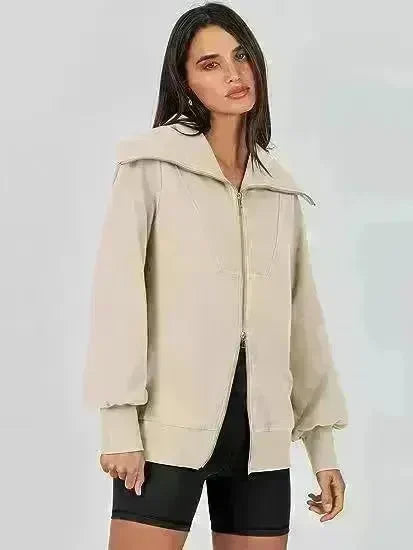 Comfortable Large Collar Double Zipper Sweater - EX-STOCK CANADA