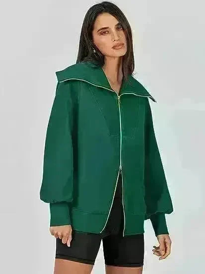 Comfortable Large Collar Double Zipper Sweater - EX-STOCK CANADA