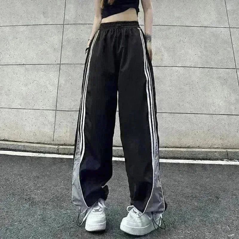 Contrast Color Side Striped Black Pants For Women - EX-STOCK CANADA