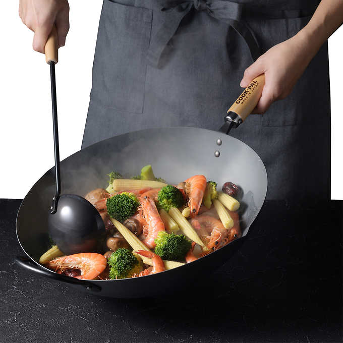 YOSHIKAWA Cook-Pal Ren Nitrided Carbon Steel Beijing Wok 36cm - Japan 