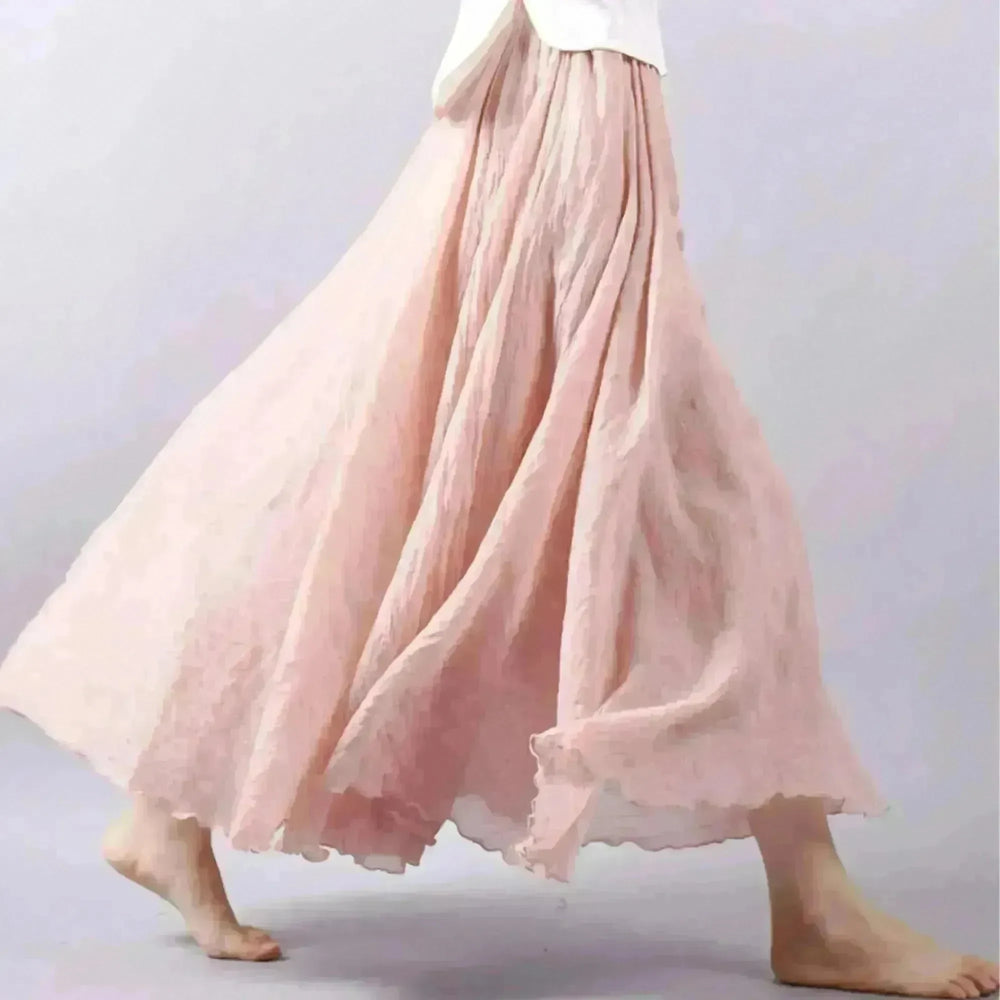Cotton Linen Style Skirt, Soft And Flowing Skirt, Travel Skirt, Beach Skirt, Gift For Daughter, Pink Skirt, Custom Size - EX-STOCK CANADA