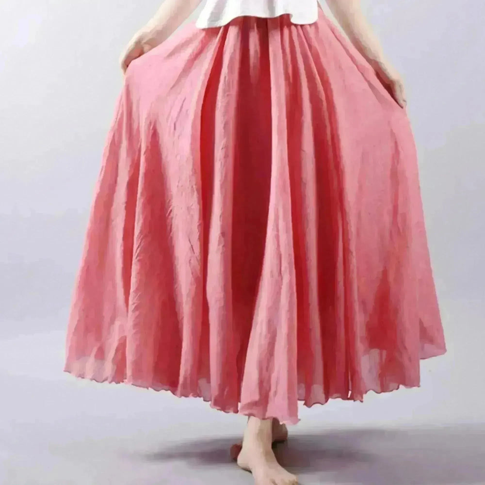 Cotton Linen Style Skirt, Soft And Flowing Skirt, Travel Skirt, Beach Skirt, Gift For Daughter, Pink Skirt, Custom Size - EX-STOCK CANADA
