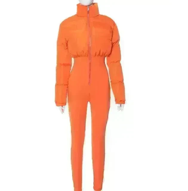 Cotton-padded Stretch Tight Jumpsuit Slim Short Jacket - EX-STOCK CANADA