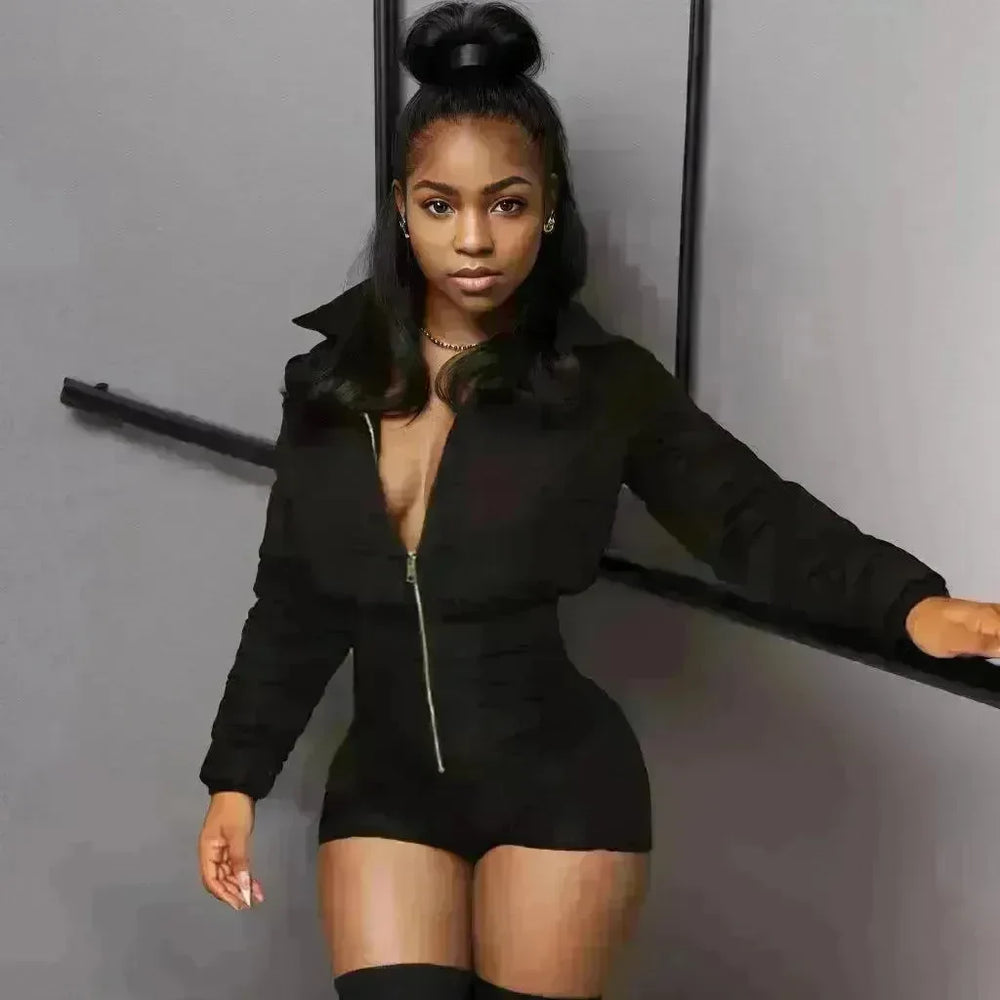 Cotton-padded Stretch Tight Jumpsuit Slim Short Jacket - EX-STOCK CANADA