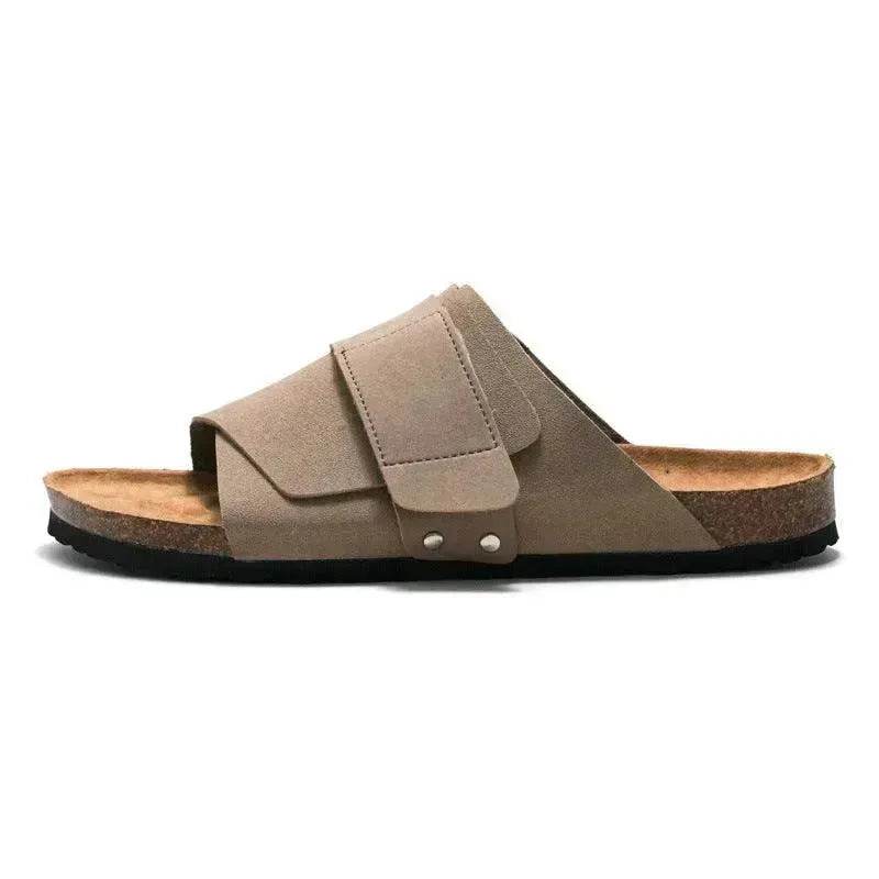 Couple Beach Wear Leather Surface Cork Sandals - EX-STOCK Canada