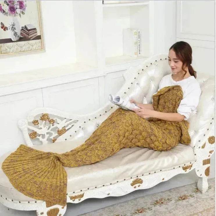 Creative Winter Woolen Mermaid Tail Sofa Blanket - EX-STOCK Canada