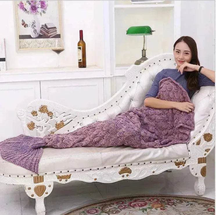 Creative Winter Woolen Mermaid Tail Sofa Blanket - EX-STOCK Canada