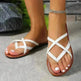 Cross-woven Design Thong Sandals Summer Flat Shoes Women Flip Flops Slides Casual Vacation Beach Slippers - EX-STOCK CANADA