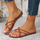 Cross-woven Design Thong Sandals Summer Flat Shoes Women Flip Flops Slides Casual Vacation Beach Slippers - EX-STOCK CANADA